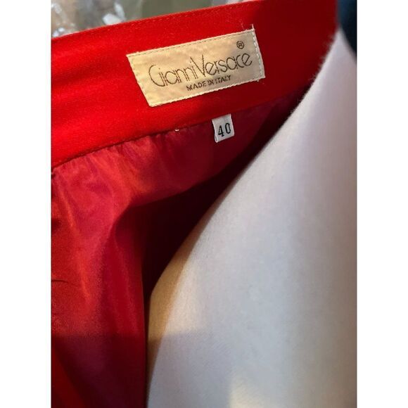 Vintage Gianni Versace Red Pencil Skirt Asymetric Tiered Sz 40 - Picture 3 of 7